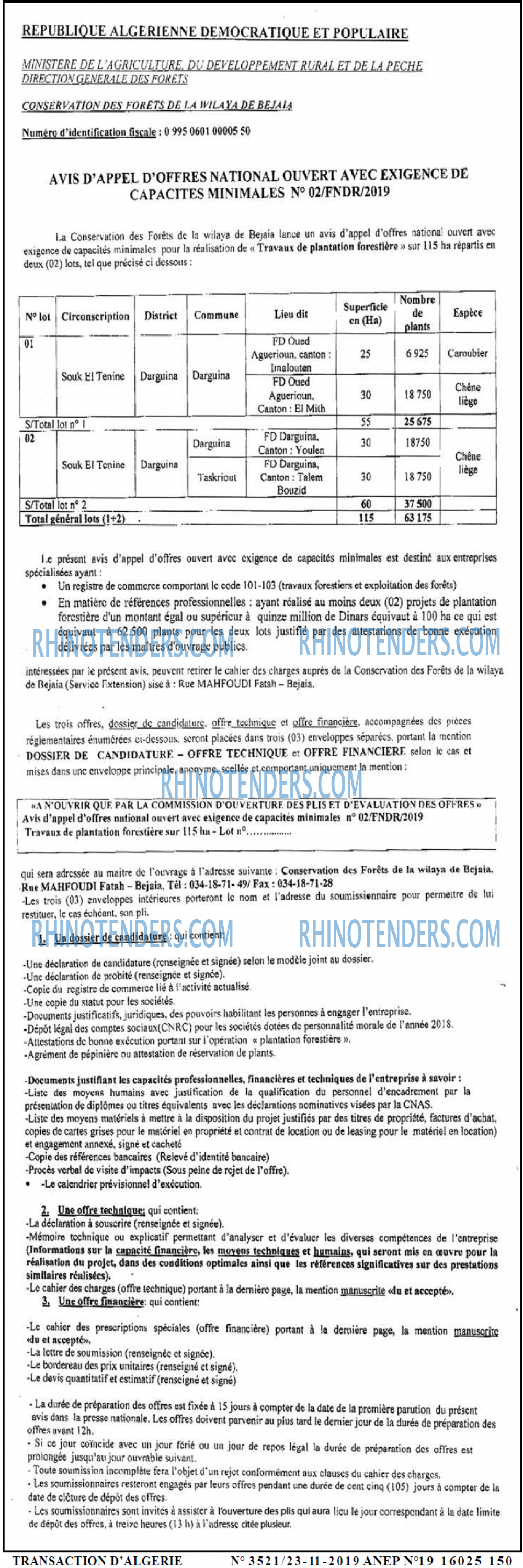 TRANSACTION D'ALGERIE