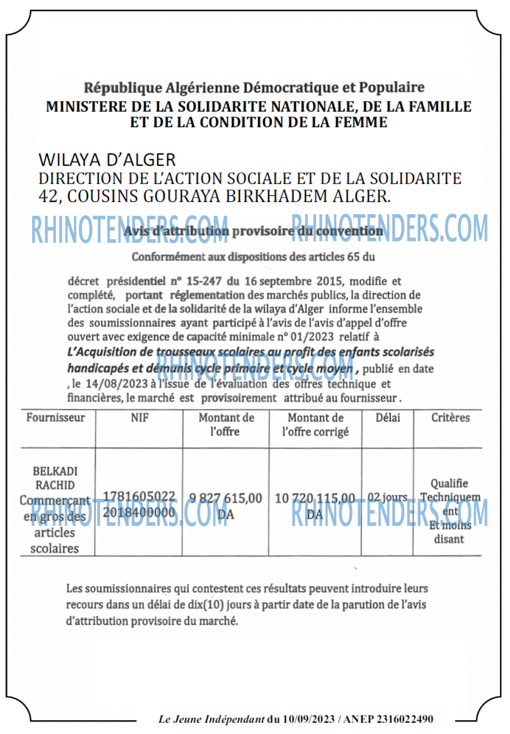 Le jeune indépendant