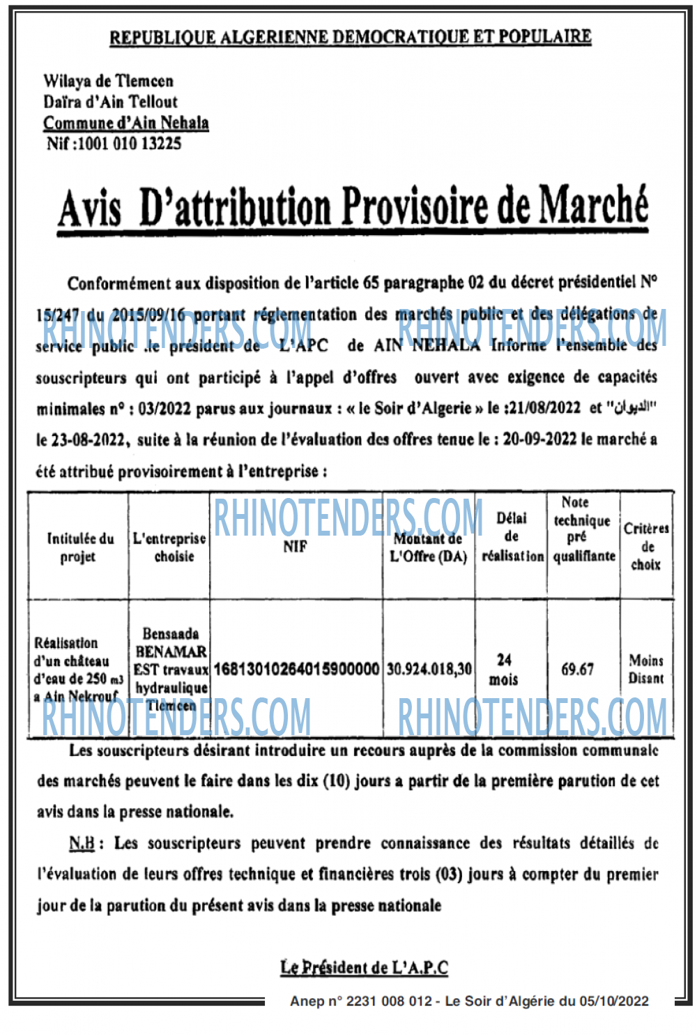 LE SOIR D'ALGERIE