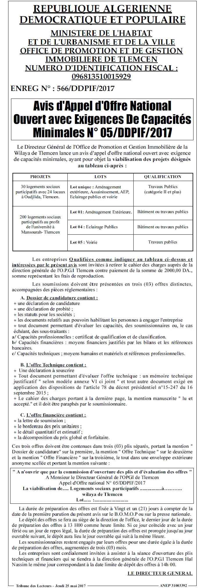 TRIBUNE DES LECTEURS