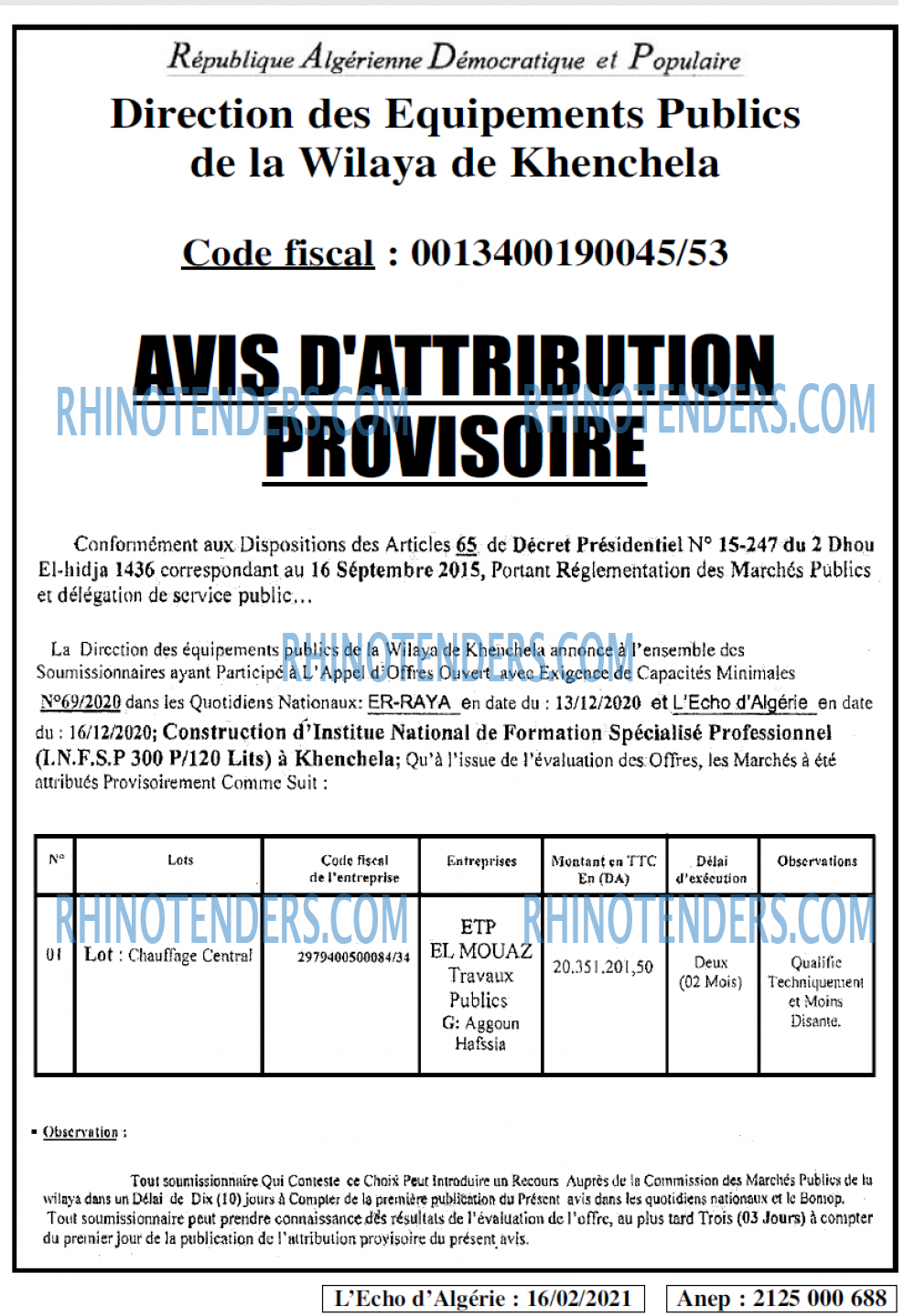 L'ECHO D'ALGERIE