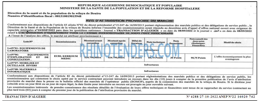 TRANSACTION D'ALGERIE