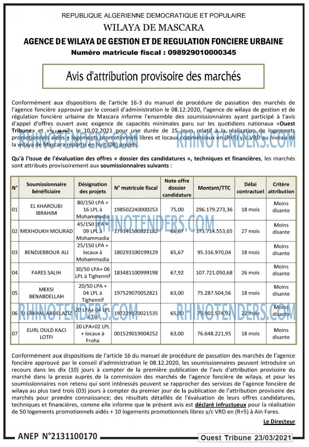 ouest TRIBUNE