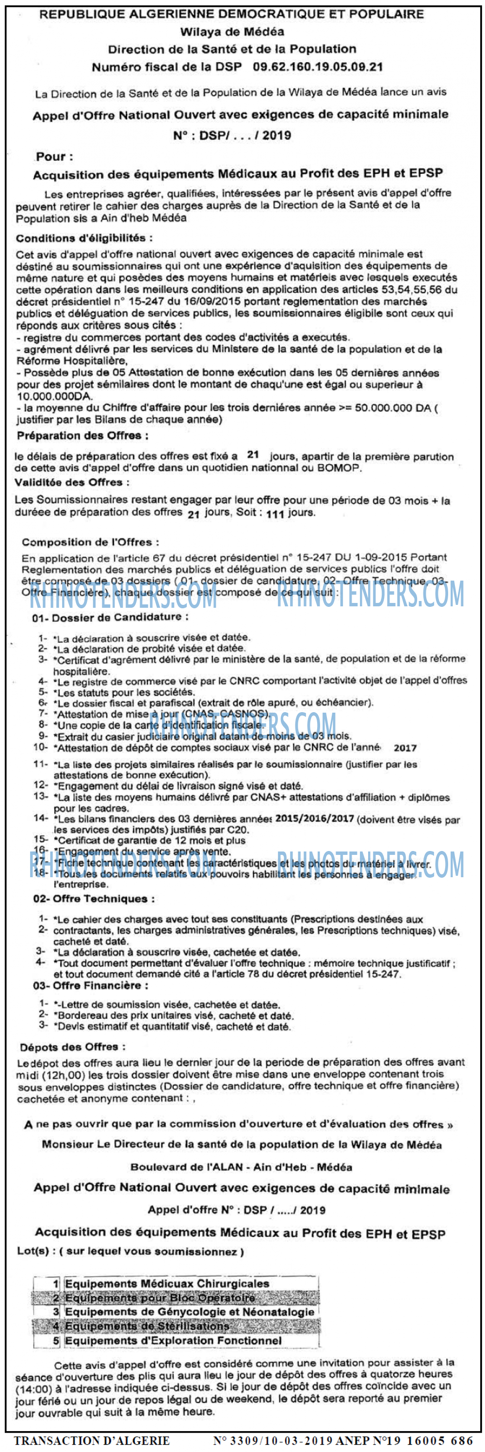 TRANSACTION D'ALGERIE
