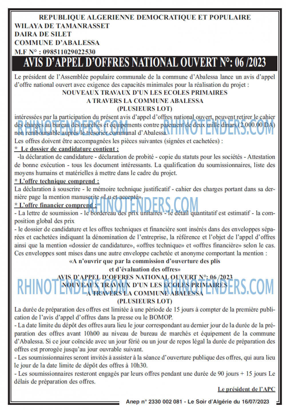 LE SOIR D'ALGERIE