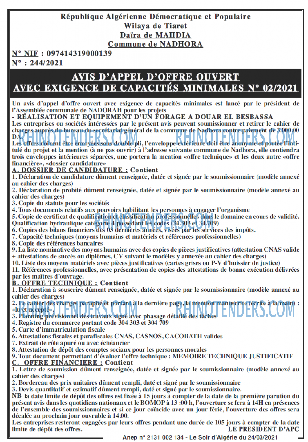 LE SOIR D'ALGERIE