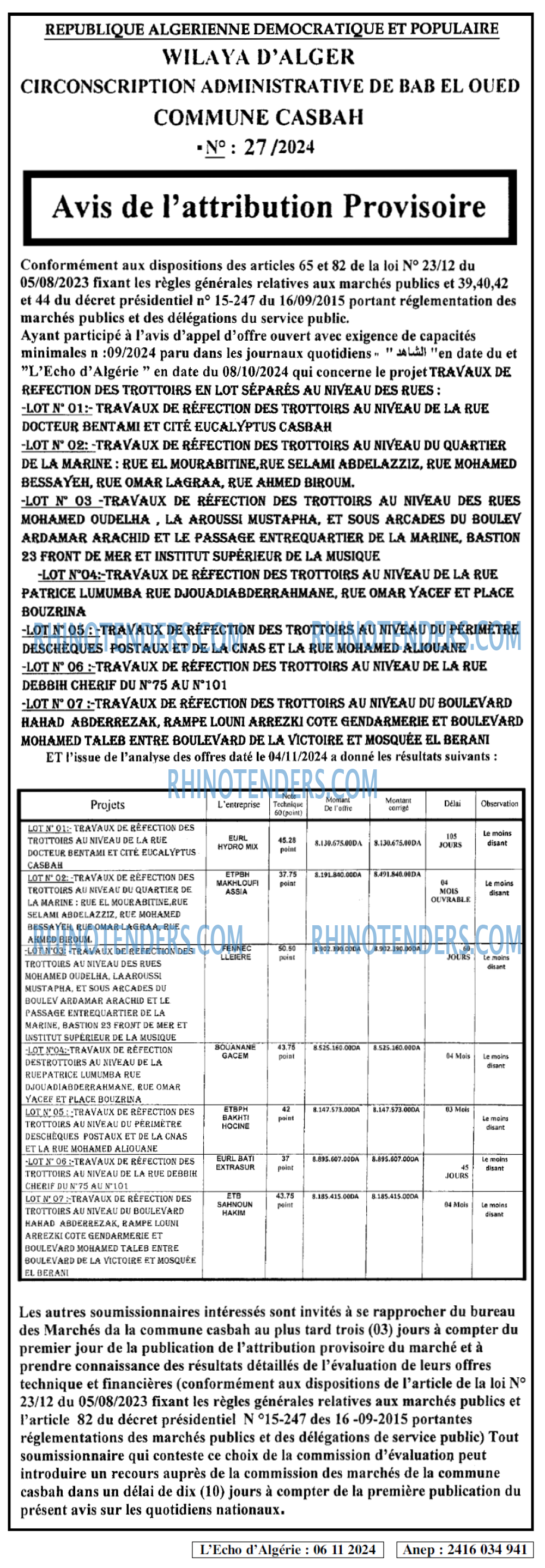 L'ECHO D'ALGERIE