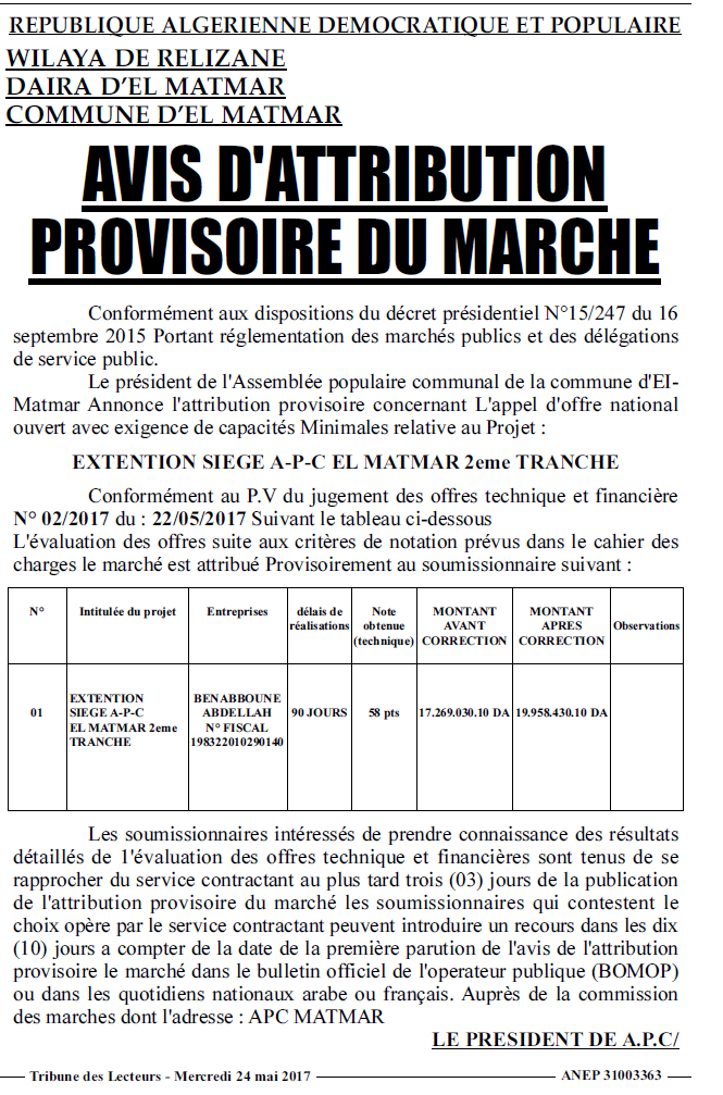 TRIBUNE DES LECTEURS