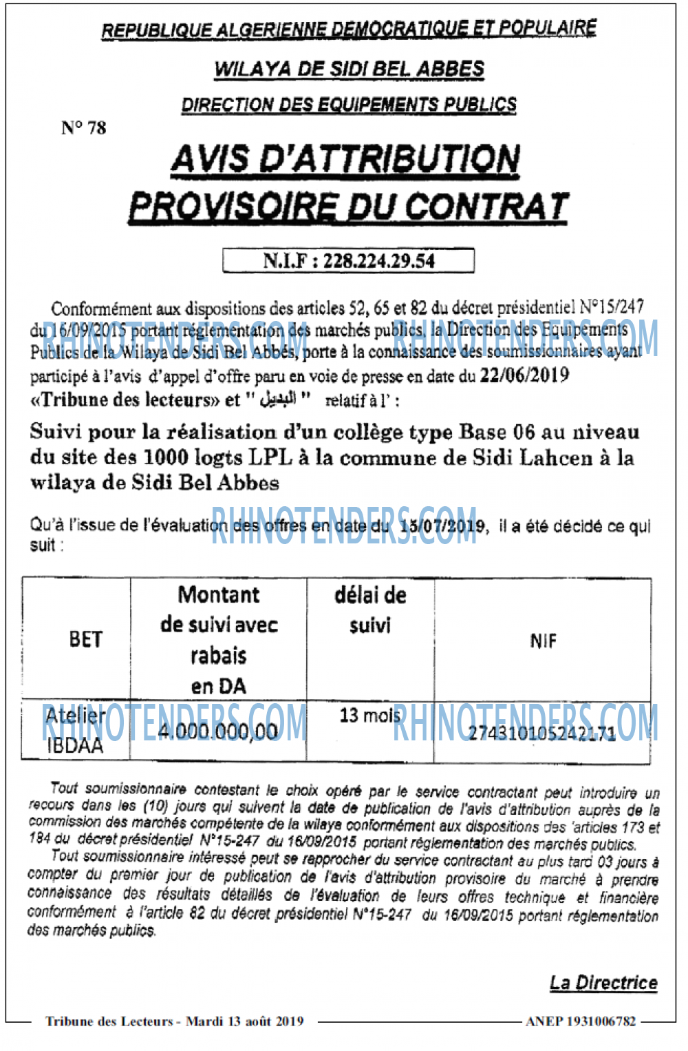 TRIBUNE DES LECTEURS