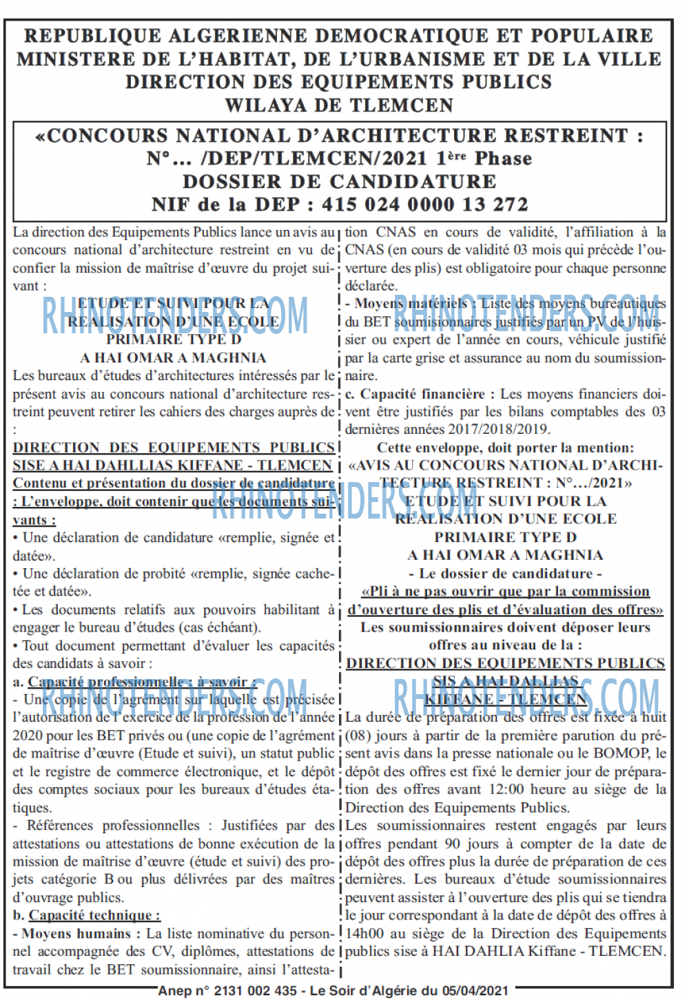 LE SOIR D'ALGERIE