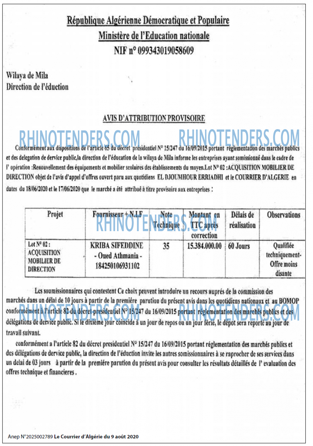 Le Courrier d'Algerie
