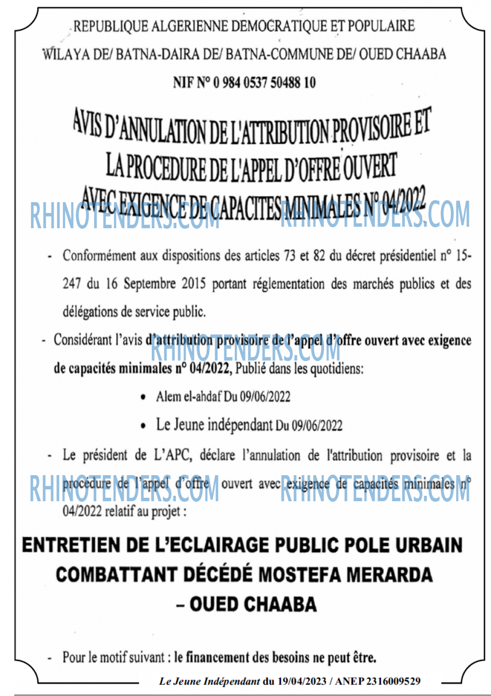 Le jeune indépendant