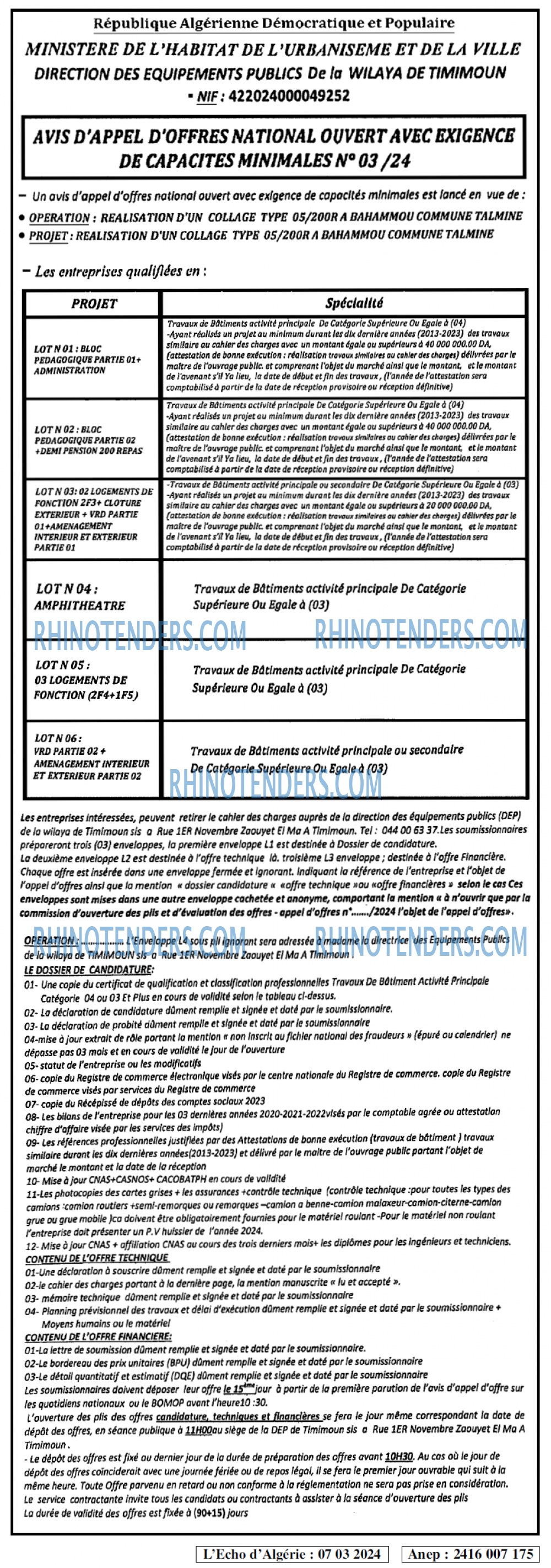 L'ECHO D'ALGERIE
