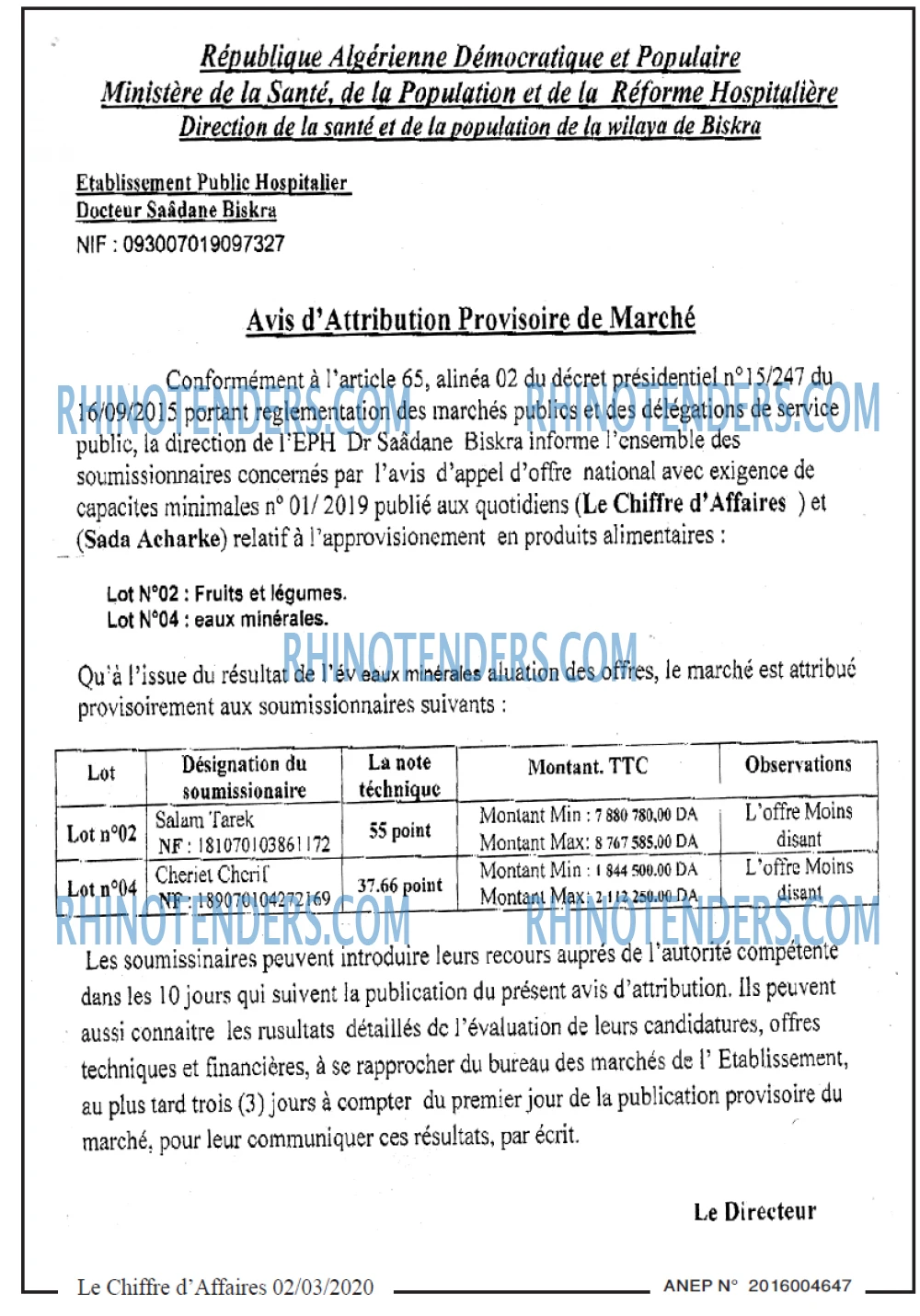 Le Chiffre d'Affaires