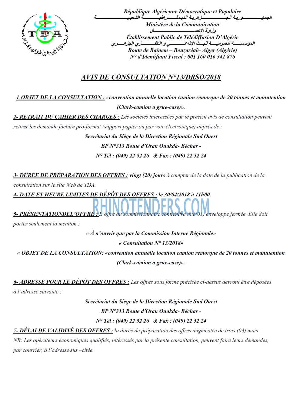 TDA - Télédiffusion d'Algérie