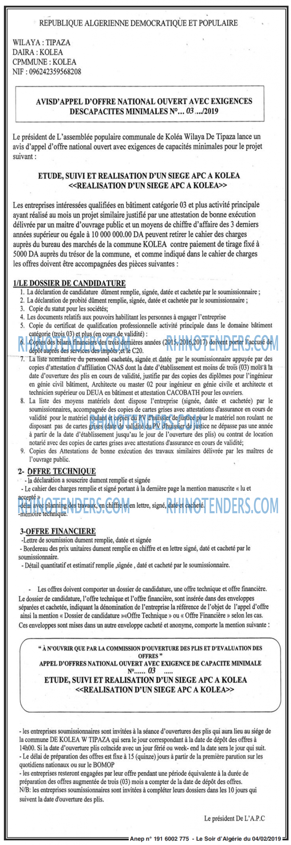 LE SOIR D'ALGERIE