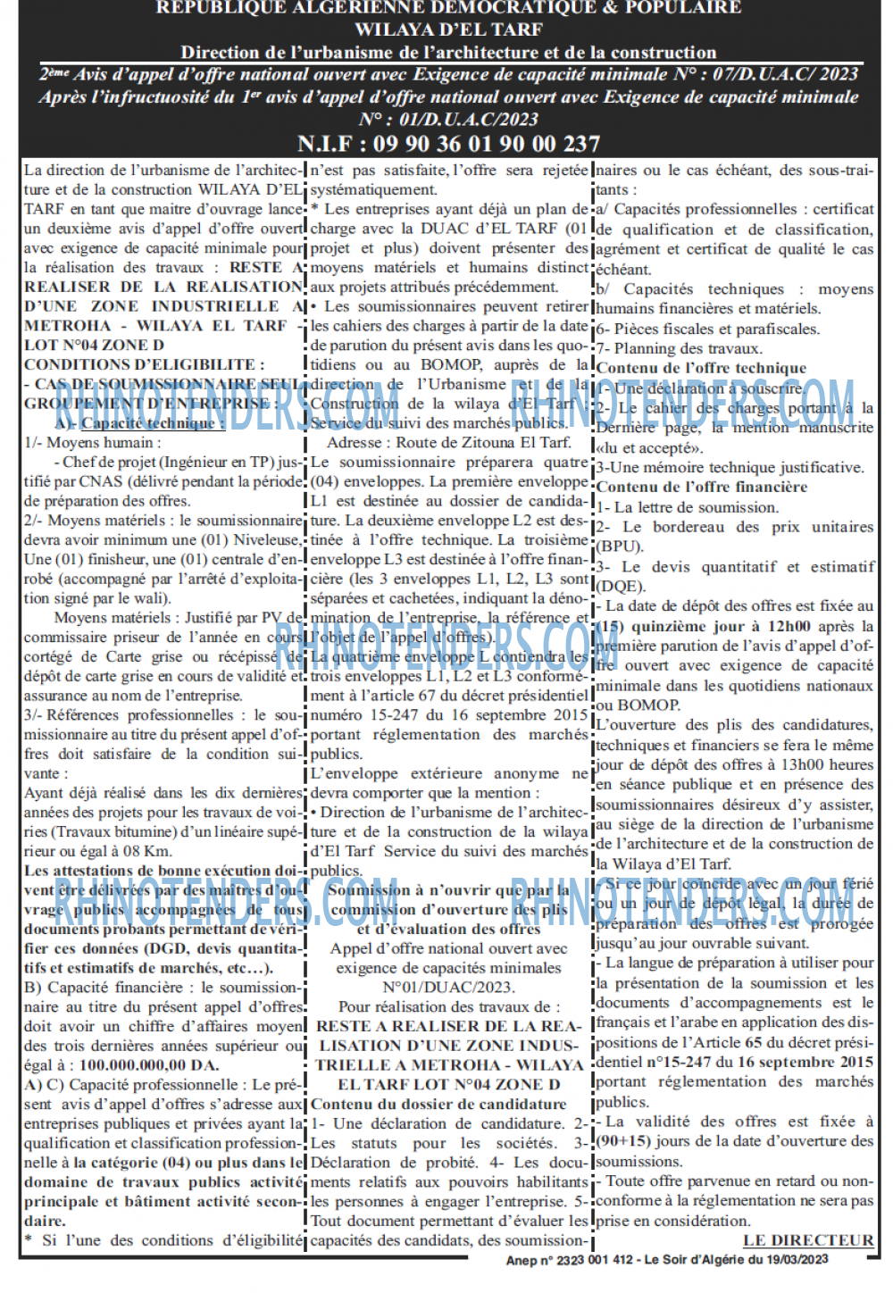 LE SOIR D'ALGERIE