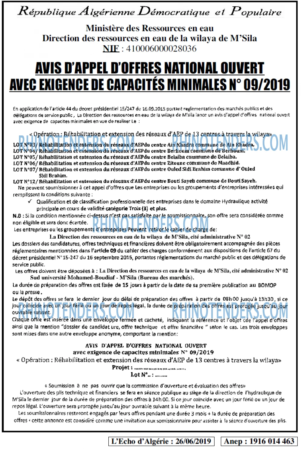 L'ECHO D'ALGERIE