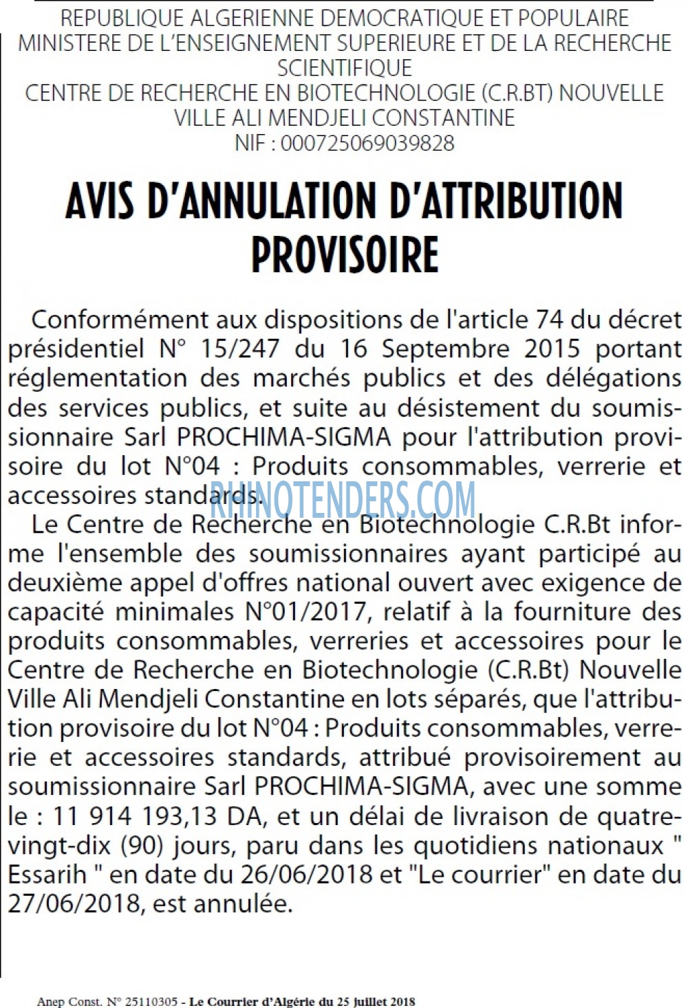 Le Courrier d'Algerie