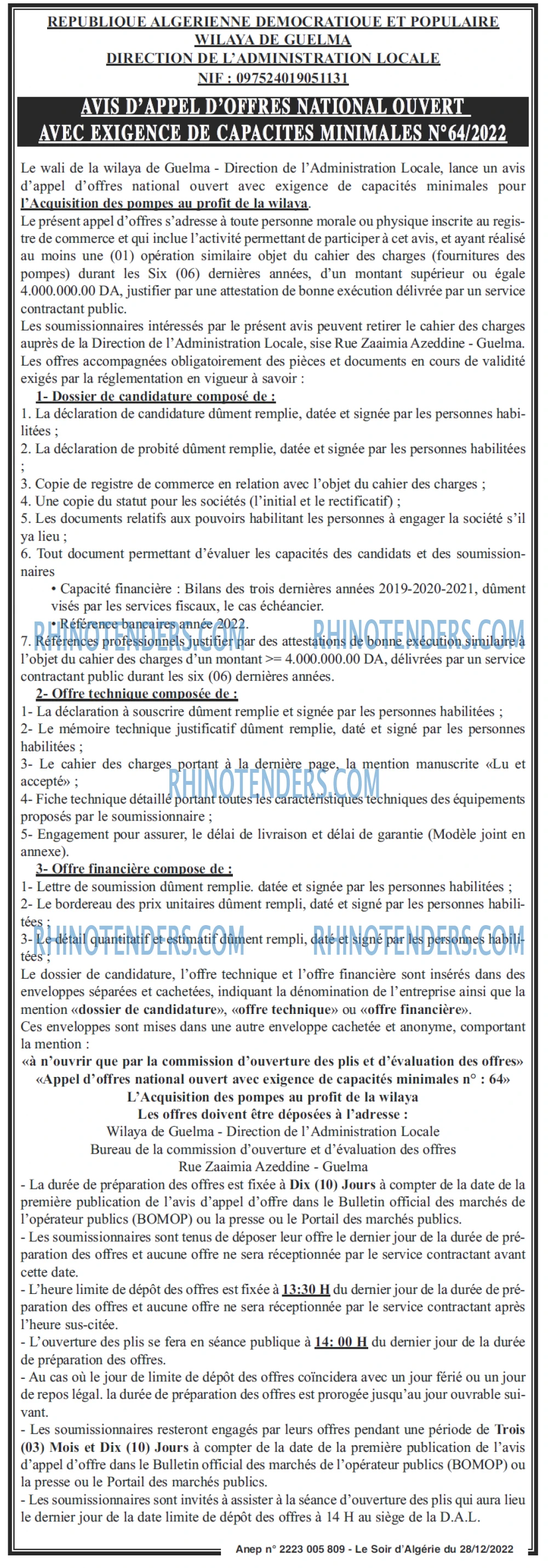 LE SOIR D'ALGERIE