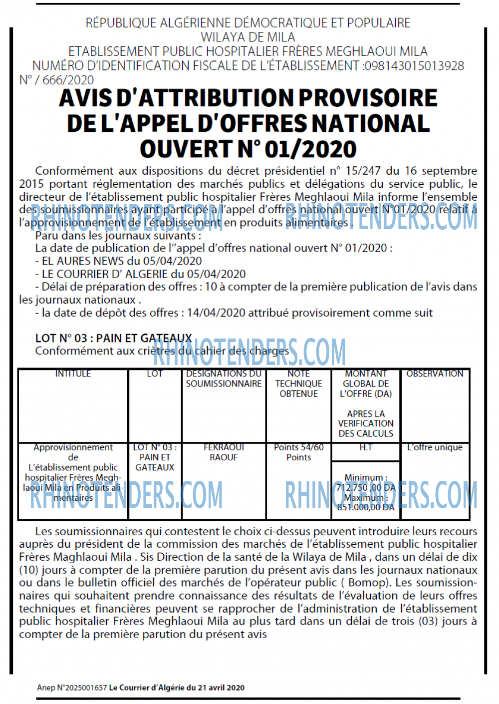 Le Courrier d'Algerie