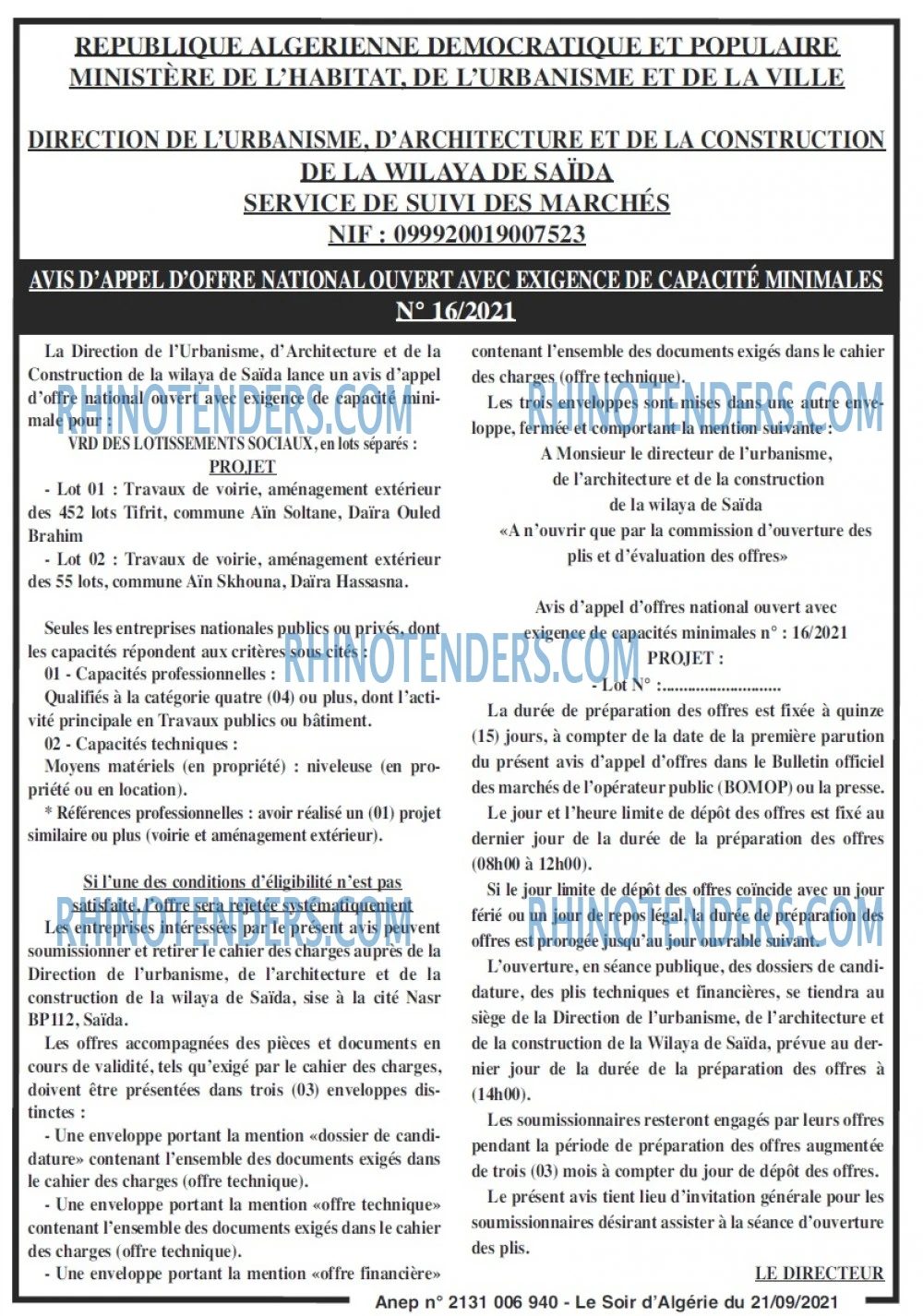 LE SOIR D'ALGERIE