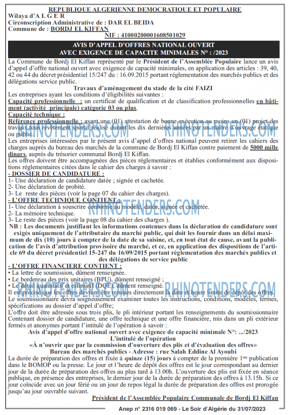 LE SOIR D'ALGERIE
