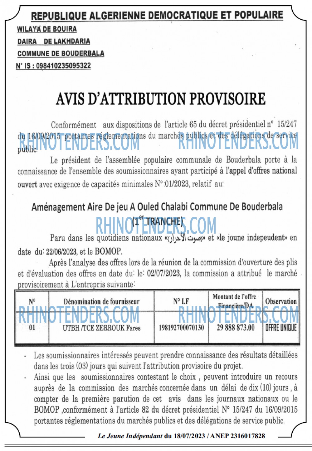 Le jeune indépendant