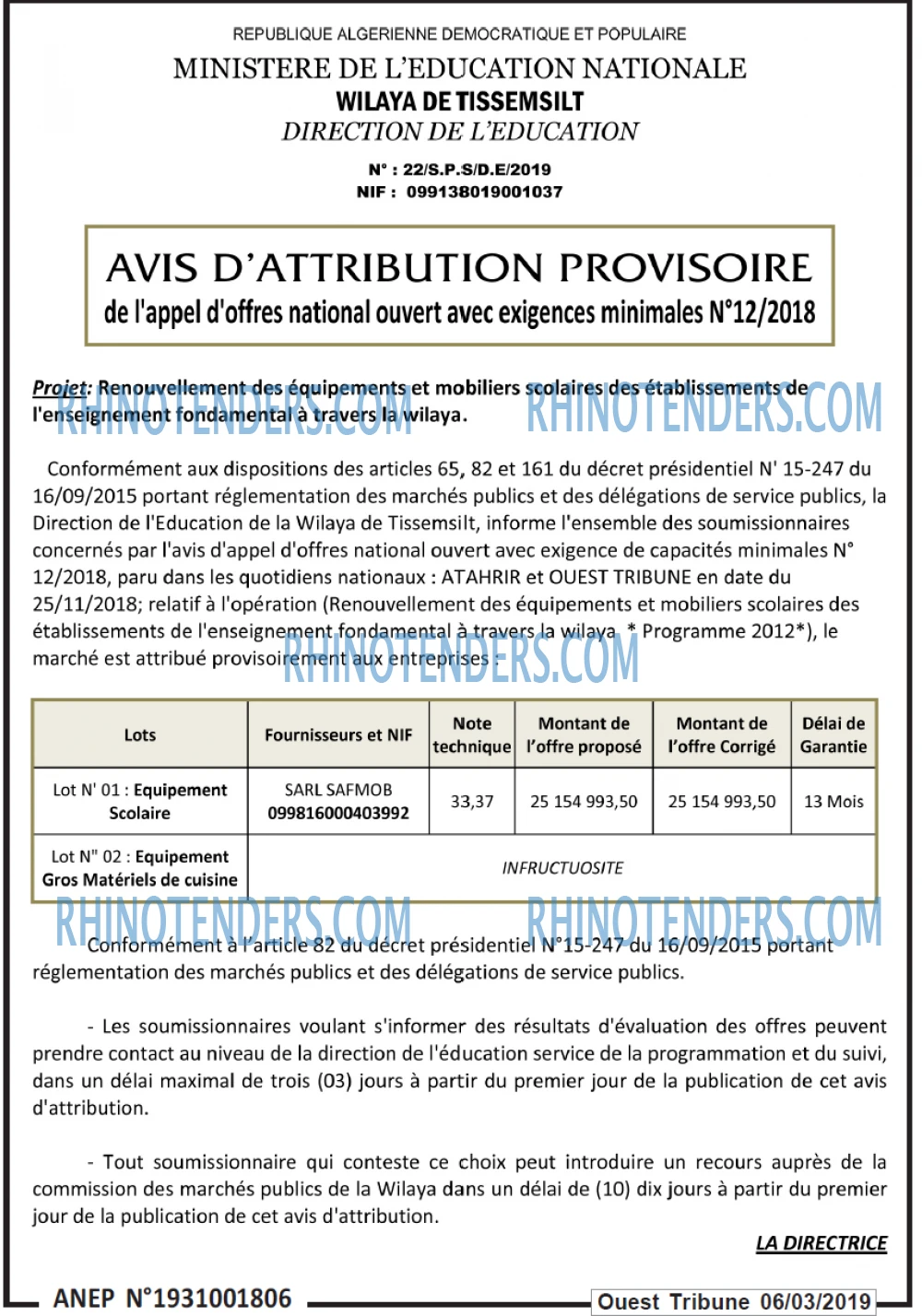 ouest TRIBUNE