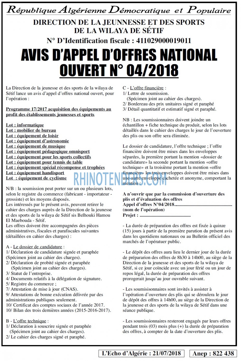 L'ECHO D'ALGERIE