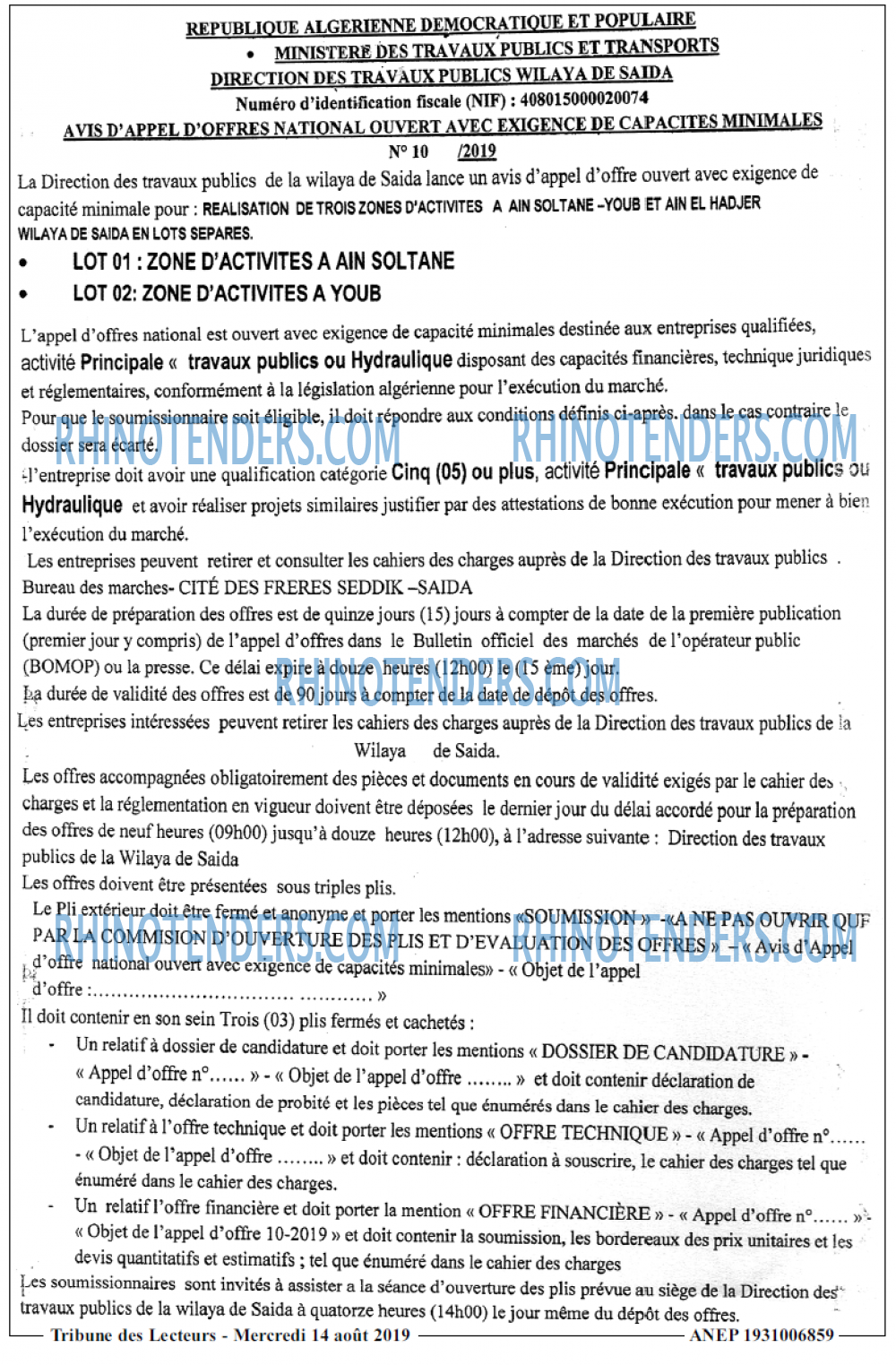 TRIBUNE DES LECTEURS