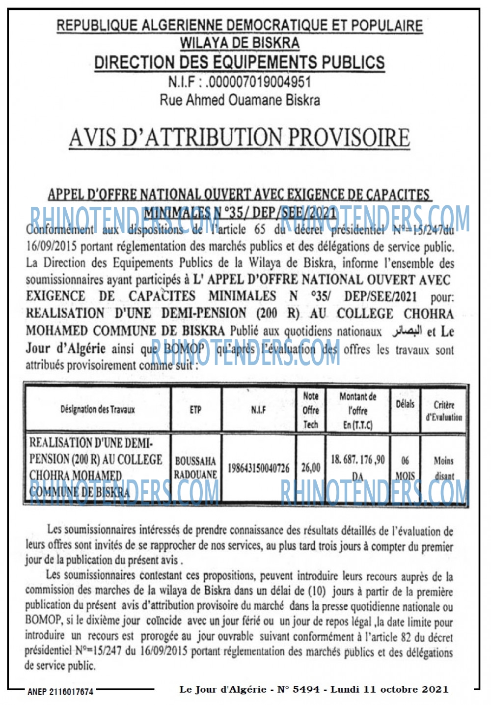Le Jour d'Algérie