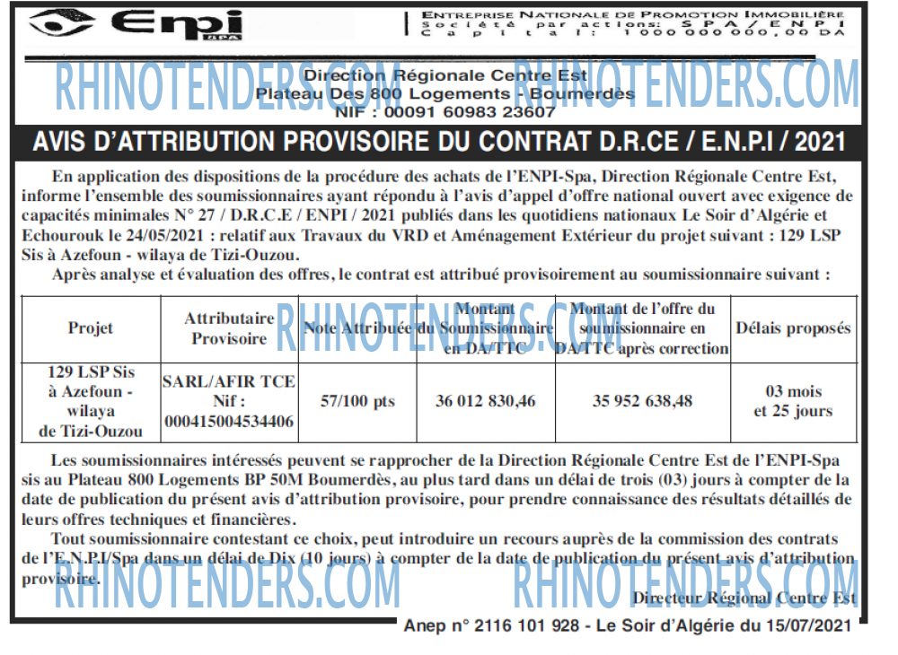 LE SOIR D'ALGERIE