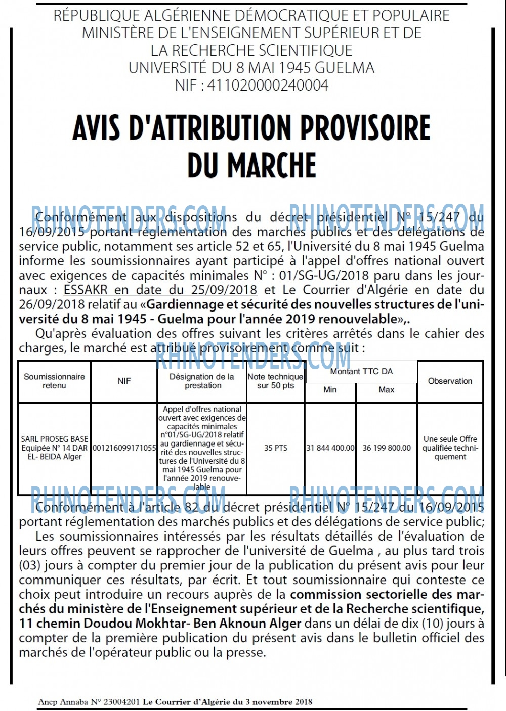 Le Courrier d'Algerie