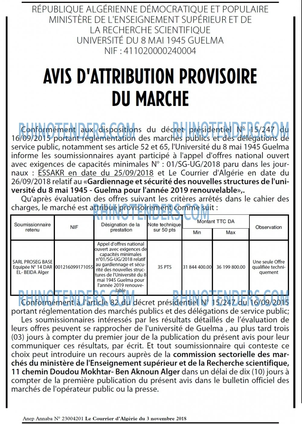 Le Courrier d'Algerie