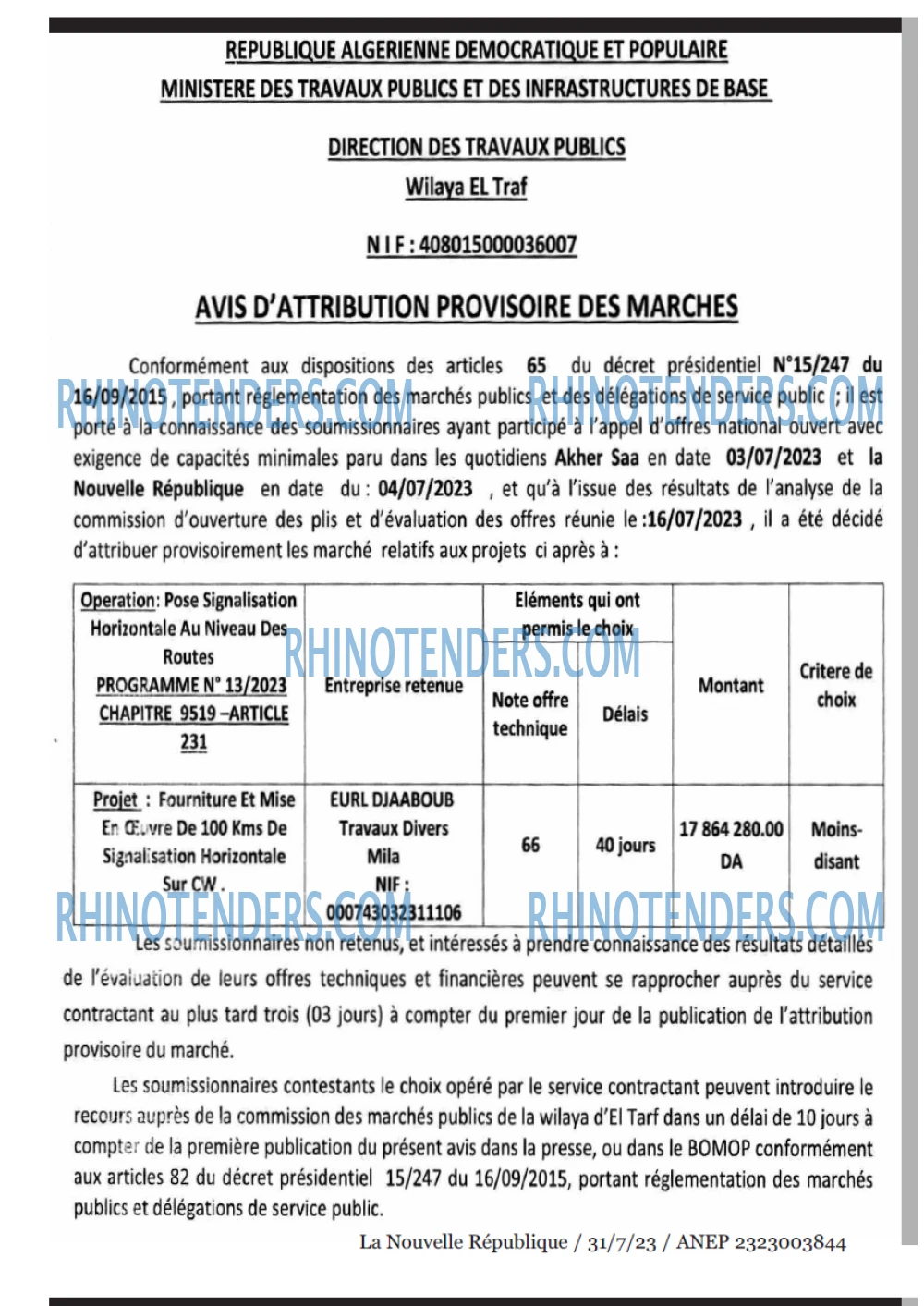 NOUVELLE REPUBLIQUE