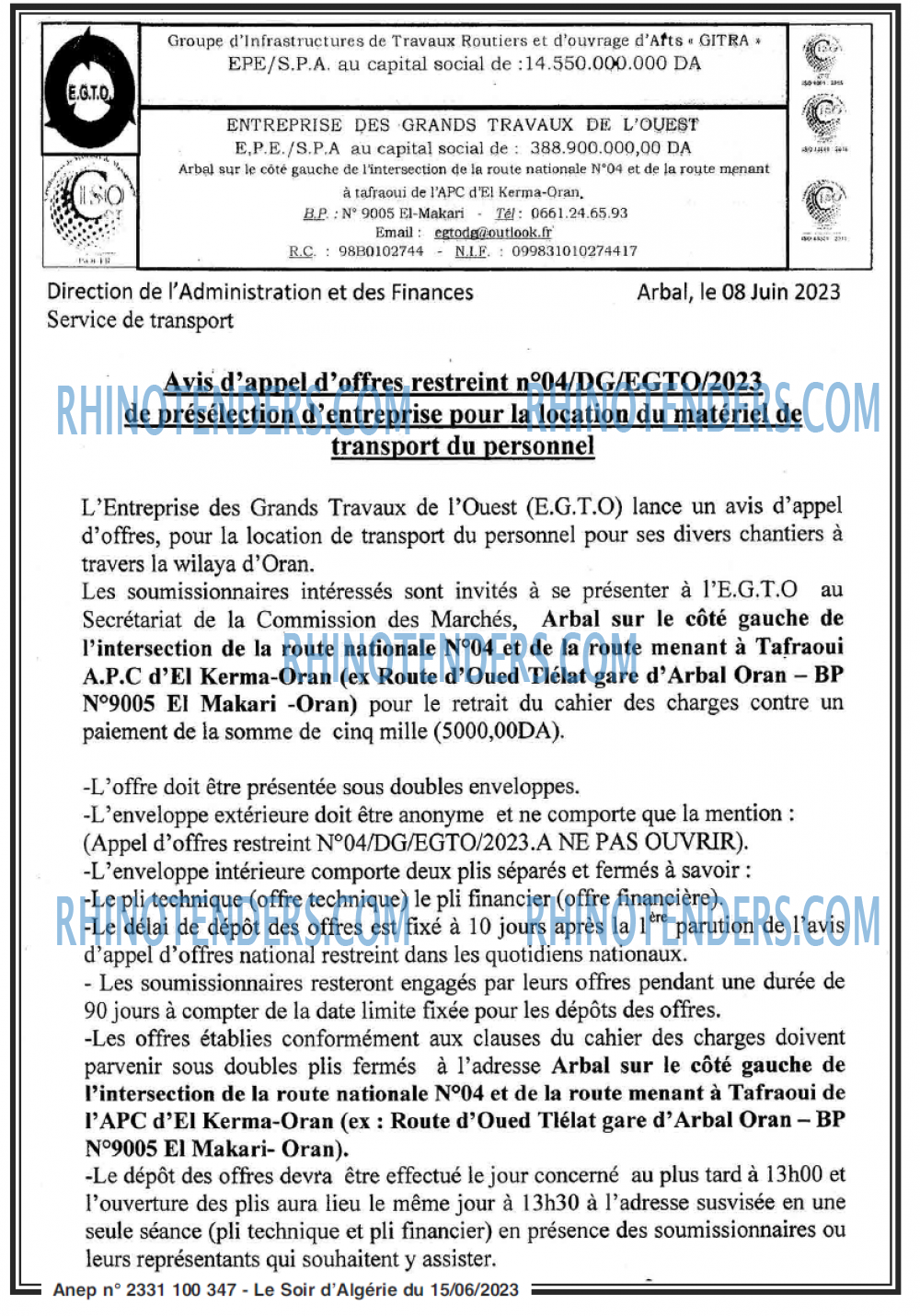 LE SOIR D'ALGERIE