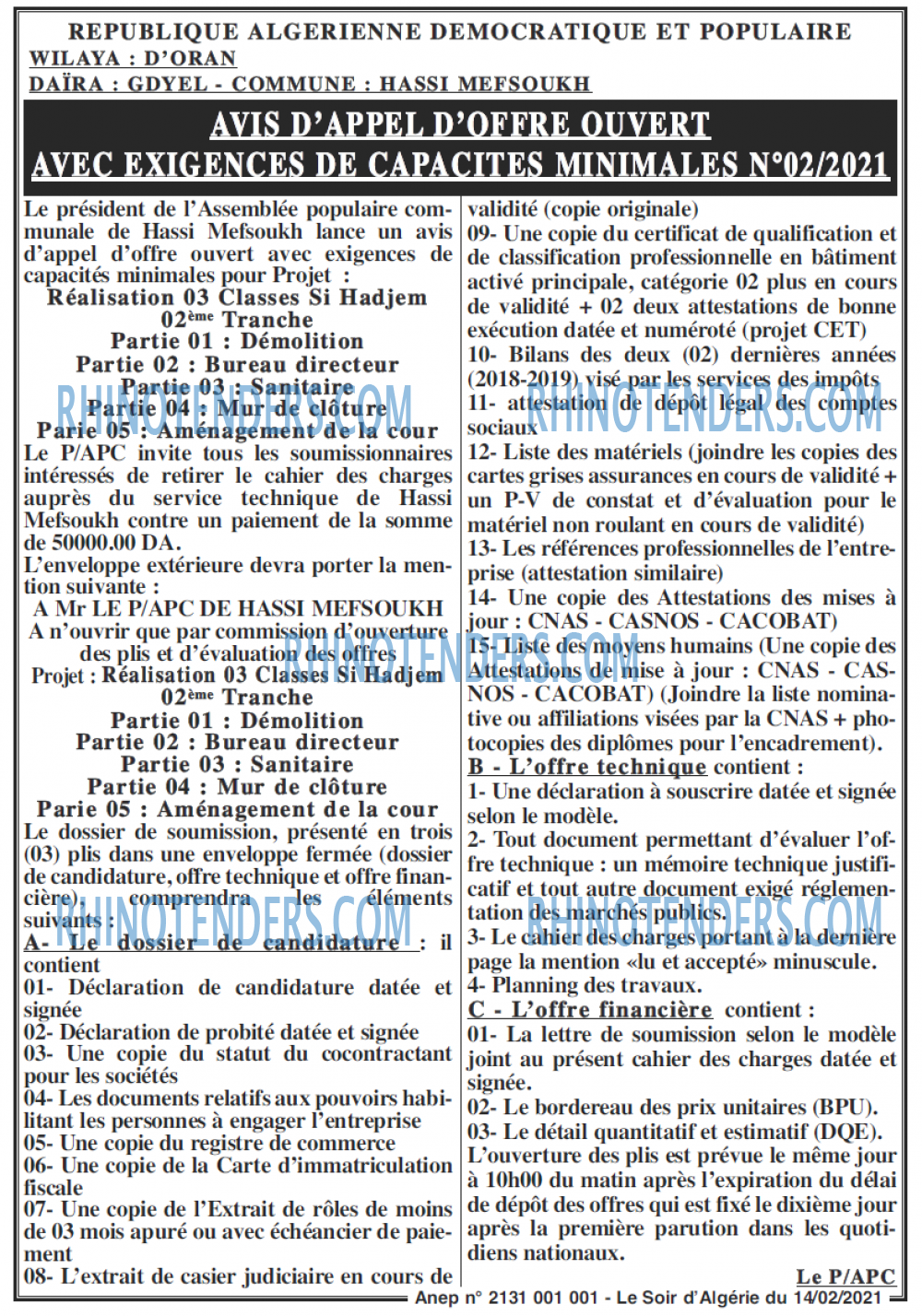 LE SOIR D'ALGERIE