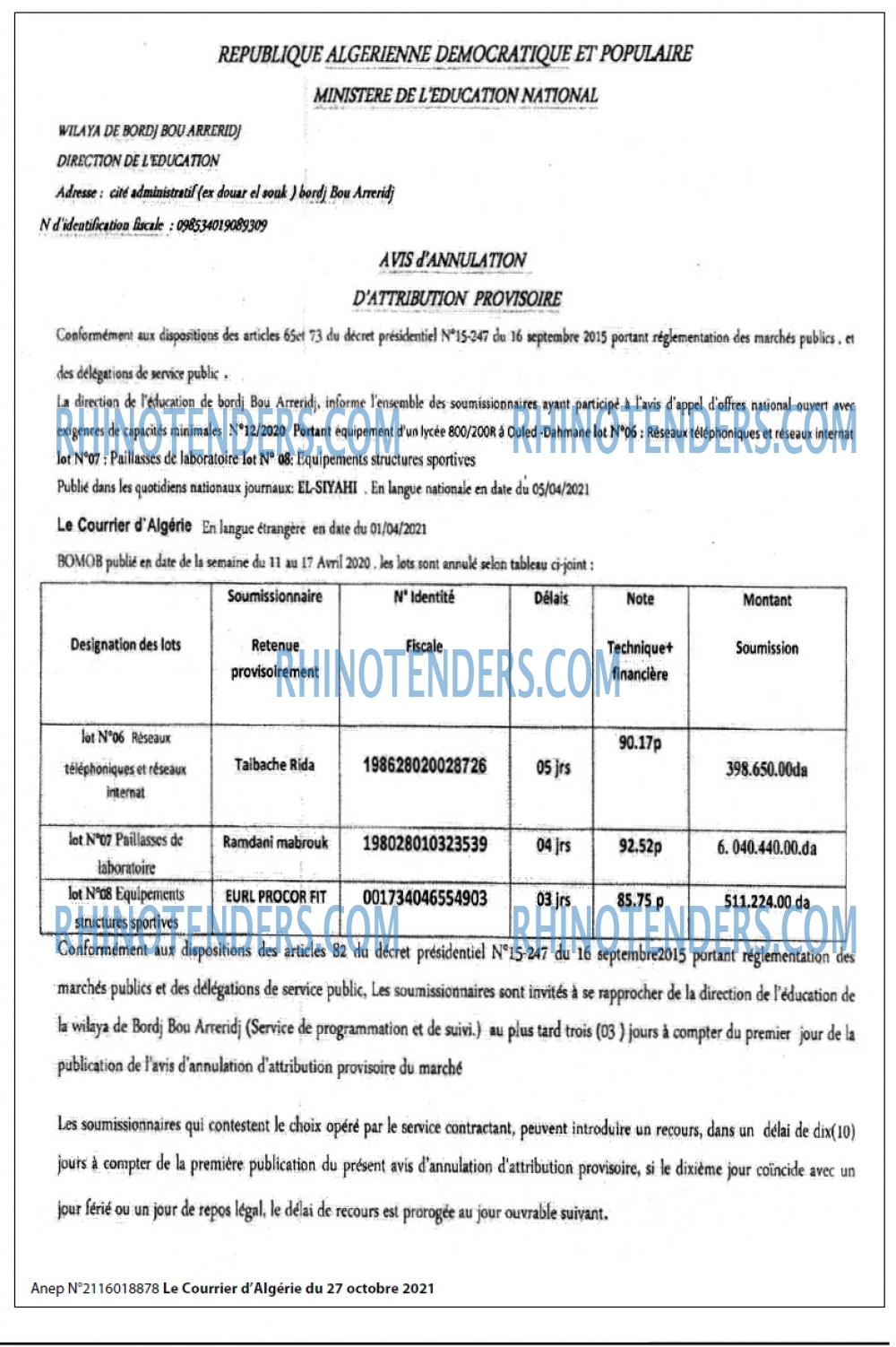 Le Courrier d'Algerie