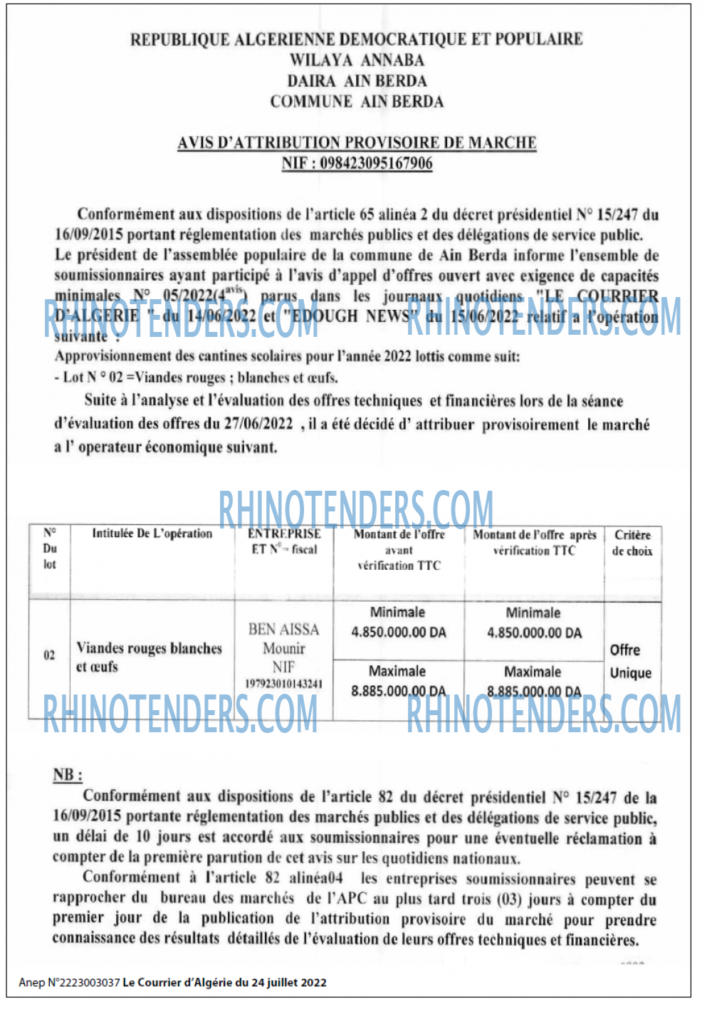 Le Courrier d'Algerie