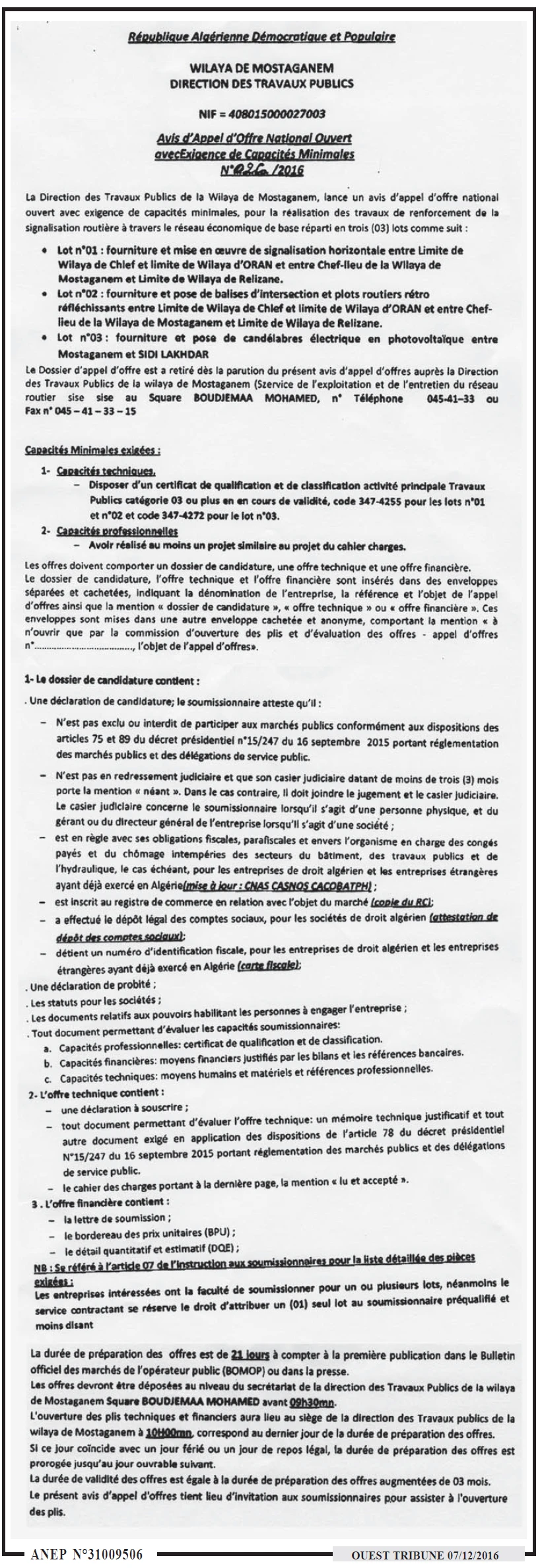 ouest TRIBUNE