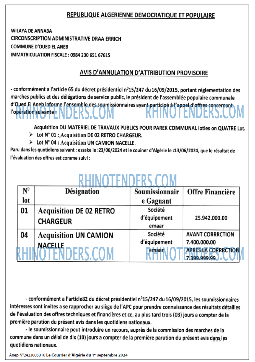 Le Courrier d'Algerie